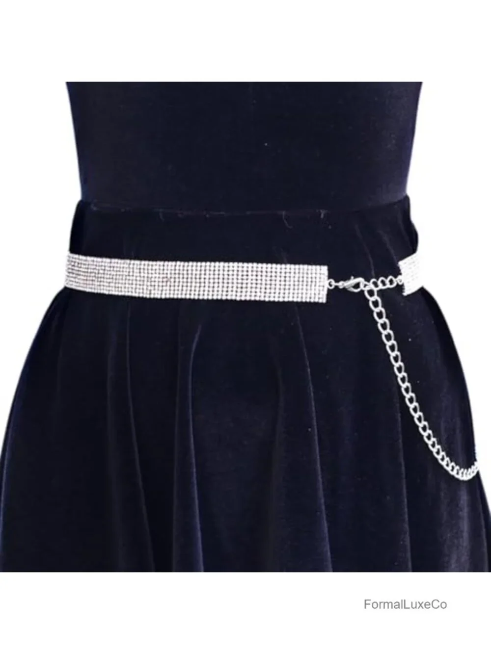 Crystal Waist Chain Belt - Adjustable 27-47 in, Rhinestone, Chunky Hip Body